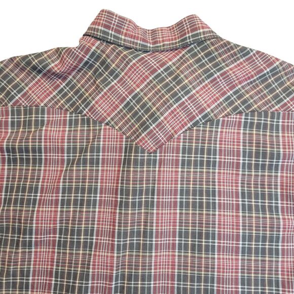 VINTAGE ATB Authentic Western Shirt Plaid Pearl Snap Mens Size 17 34/35 - Picture 7 of 10